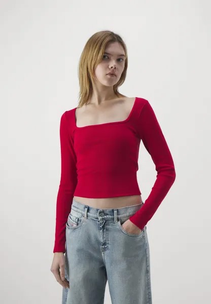 Футболка с длинными рукавами Ribbed Seamless Fabric Square-Neck Top Hollister Co.