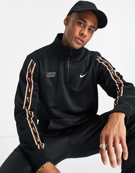 Черно-золотистый свитшот Nike Repeat Pack из политрикотажа с молнией до половины