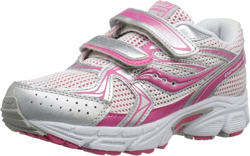 Кроссовки Saucony GRID COHESION 6 HL для девочек розовые/серебристые с ремешками на липучке