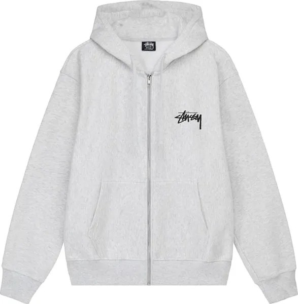 Худи Stussy Burning Stock Zip Hoodie 'Ash Heather', серый