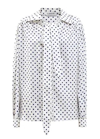Шелковая блуза в винтажном стиле с принтом в горох