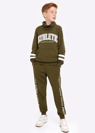 Хаки спортивные брюки с принтом Athletic для мальчика Gloria Jeans
