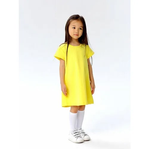 Платье Дашенька, однотонное, размер 128, желтый