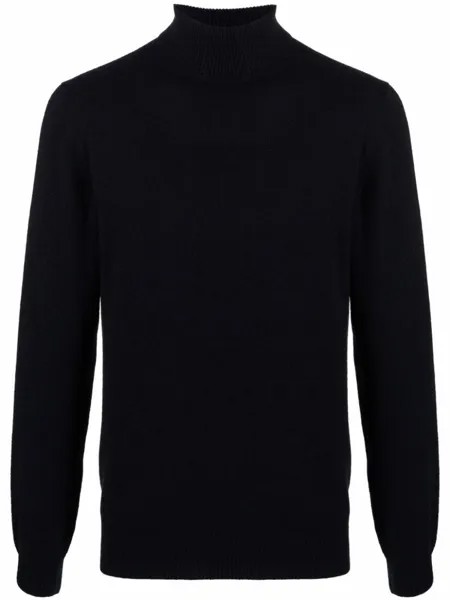 Corneliani свитер тонкой вязки с высоким воротником, синий