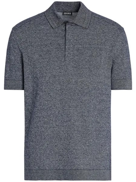 Zegna меланжевая рубашка поло с короткими рукавами, синий