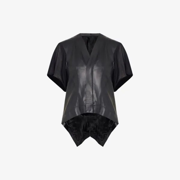 Кожаная куртка с асимметричным v-образным вырезом Rick Owens, черный