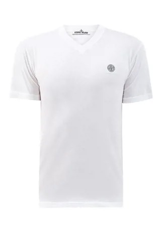 Белая футболка из хлопка с V-образным вырезом
