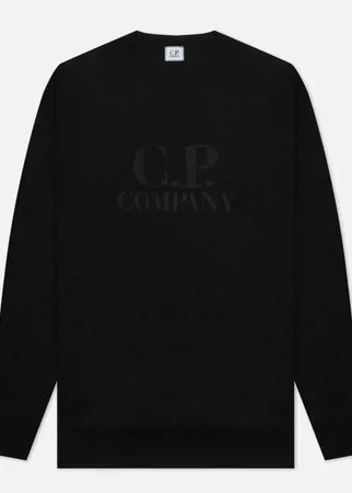 Мужская толстовка C.P. Company Diagonal Raised Fleece Logo Crew Neck, цвет чёрный, размер L