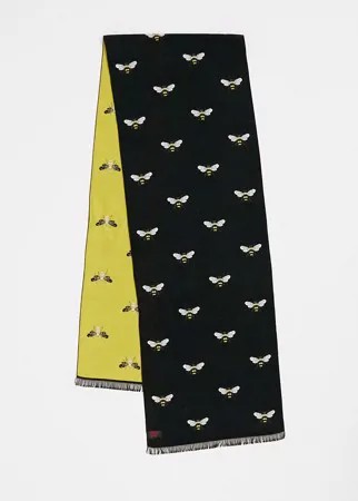 Двусторонний шарф с вышитыми пчелами Devils Advocate-Черный цвет
