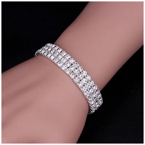 Браслет-цепочка Браслет ЭДА ПВД, искусственный камень, 4 шт., размер one size, серый, бесцветный