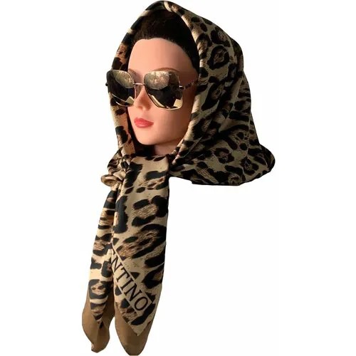Шелковый платок леопард, шейный платок, шарф женский