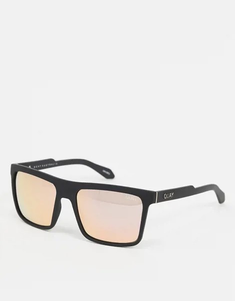 Квадратные солнцезащитные очки со стеклами персикового цвета Quay let it run-Розовый