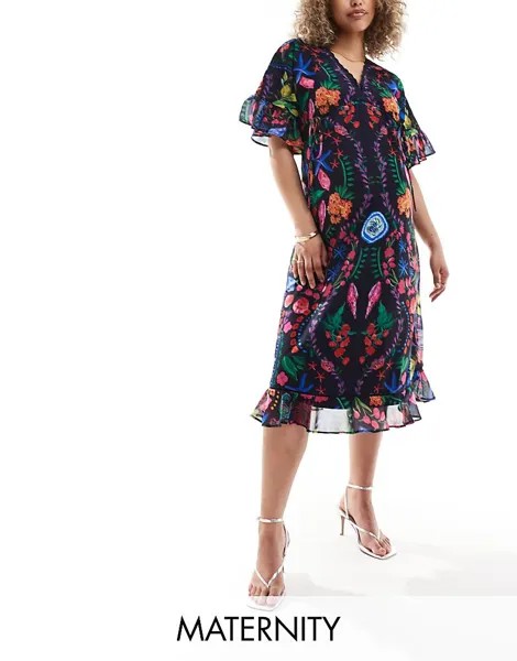 Hope & Ivy Maternity Платье миди Luna в легкий цветочный узор 2013