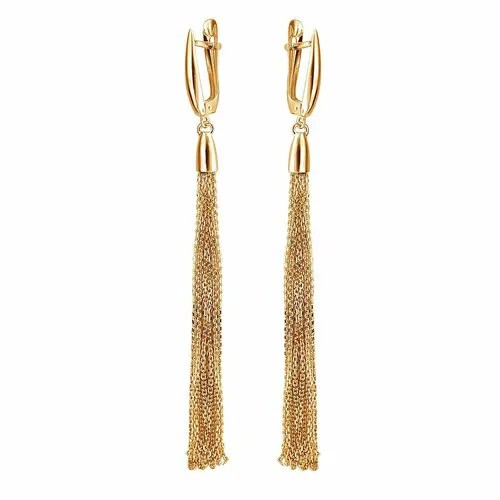Серьги цепочки, с подвесками Эстет, серебро, 925 проба, золочение