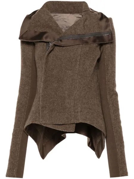 Rick Owens шерстяная куртка со смещенной застежкой, коричневый