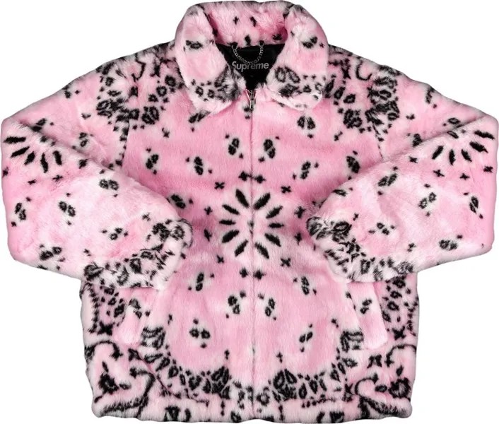 Куртка Supreme Bandana Faux Fur Bomber Jacket 'Pink', розовый