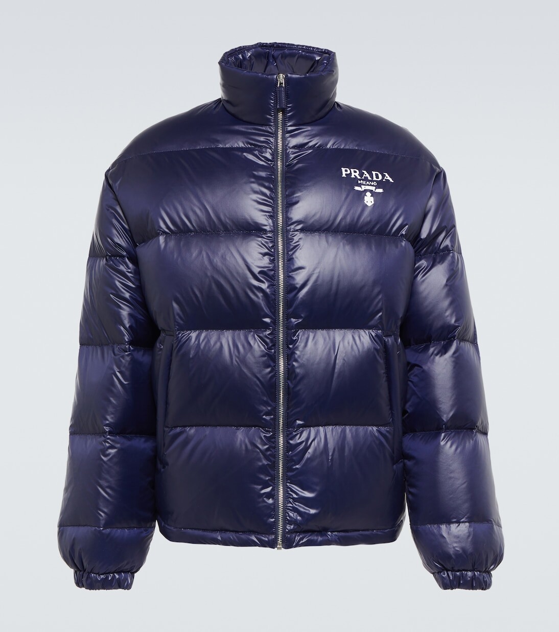 Пуховик из нейлона Prada, синий
