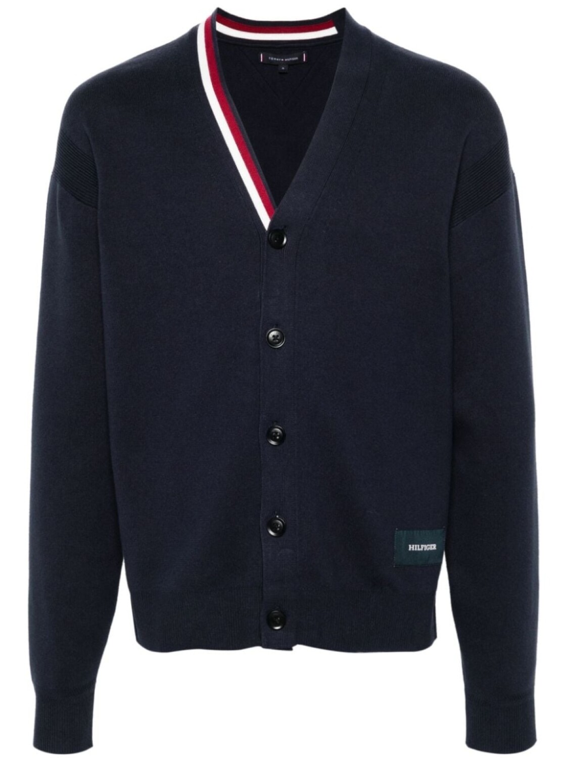 Tommy Hilfiger кардиган с V-образным вырезом и логотипом, синий