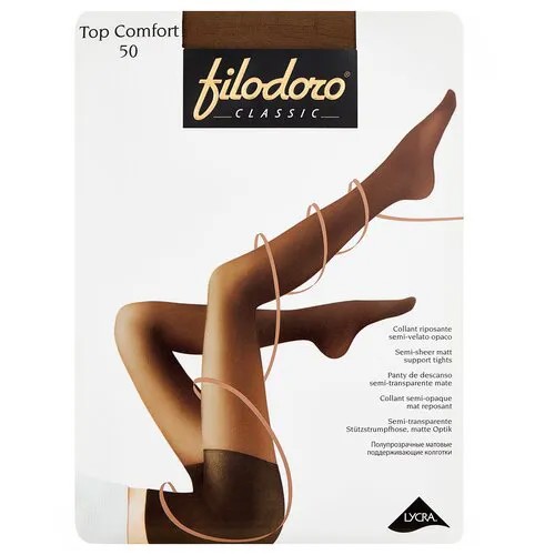 Колготки Filodoro Top Comfort, 50 den, размер 5, бежевый, коричневый