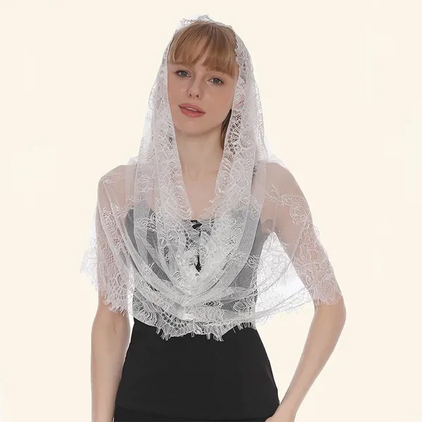 Кружевная дышащая вуаль для женщин Черно-белая Двухцветные ресницы Круглая прозрачная вуаль