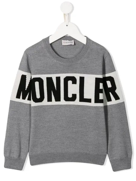 Moncler Enfant свитер с контрастным логотипом
