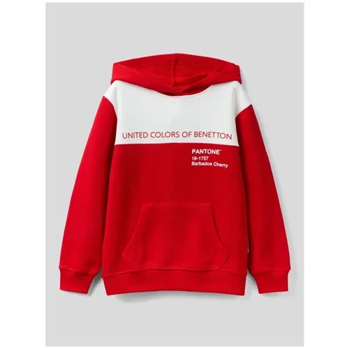 Худи UNITED COLORS OF BENETTON, средней длины, капюшон, карманы, размер 120 (S), красный