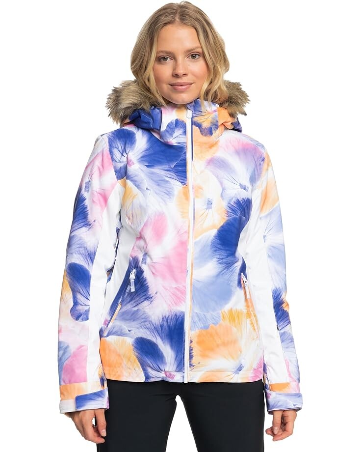 Куртка Roxy Jet Ski Snow, цвет Bright White Pansy Pansy
