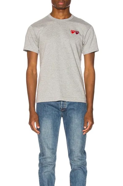 Футболка Comme des Garçons Double Heart, серый