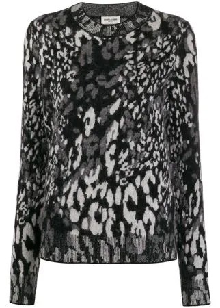 Saint Laurent трикотажный джемпер с леопардовым узором