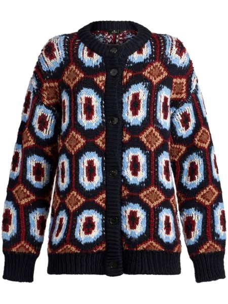 ETRO кардиган из вирджинской шерсти с жаккардовым узором, коричневый