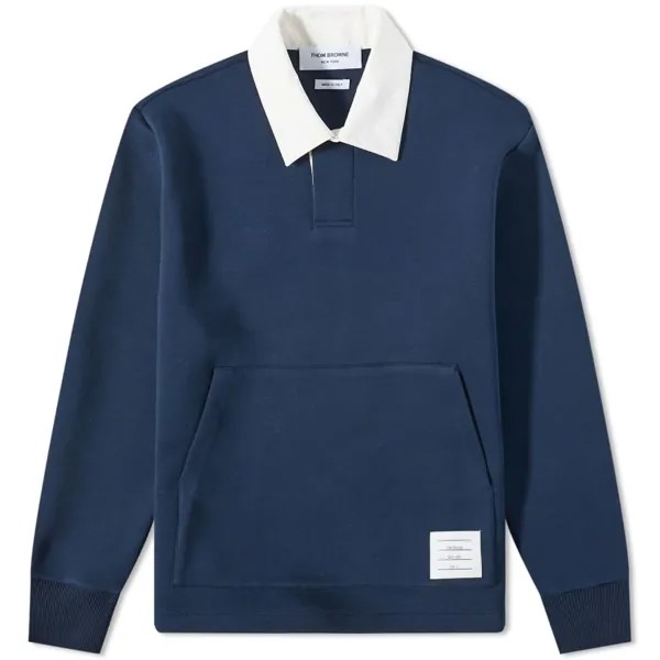 Футболка Thom Browne Contrast Collar Long Sleeve Polo