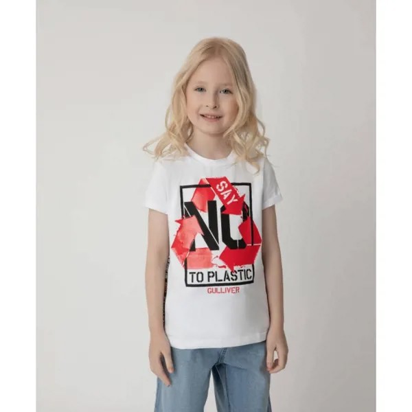 Gulliver Футболка для девочки Say no to plastic