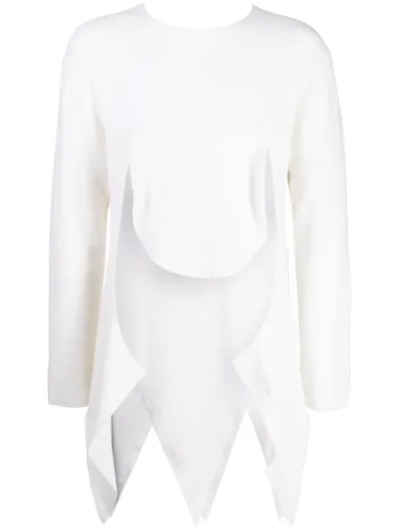 Comme des Garçons Homme Plus джемпер асимметричного кроя с вырезами, белый