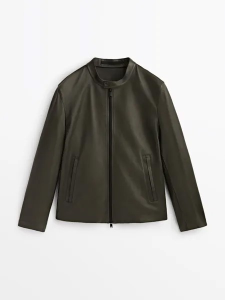 Куртка Massimo Dutti Studio Nappa Leather, темно-зеленый