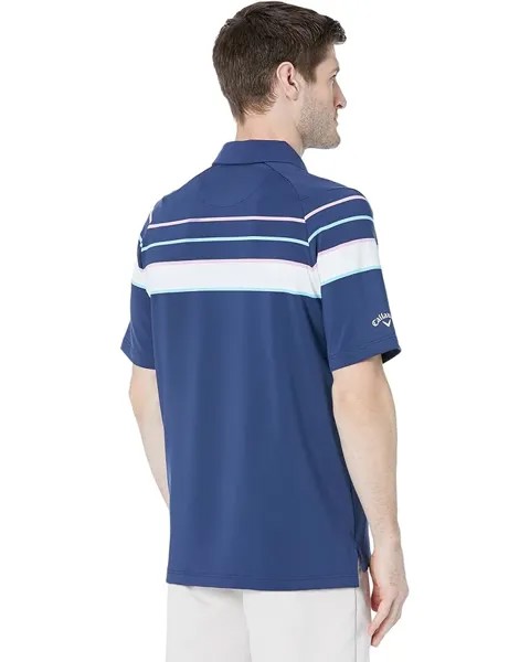 Поло Callaway Engineered Ventilated Stripe Polo, цвет Peacoat