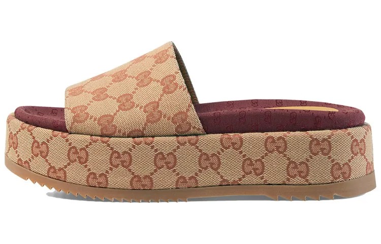 Женские шлепанцы Gucci, кирпичный