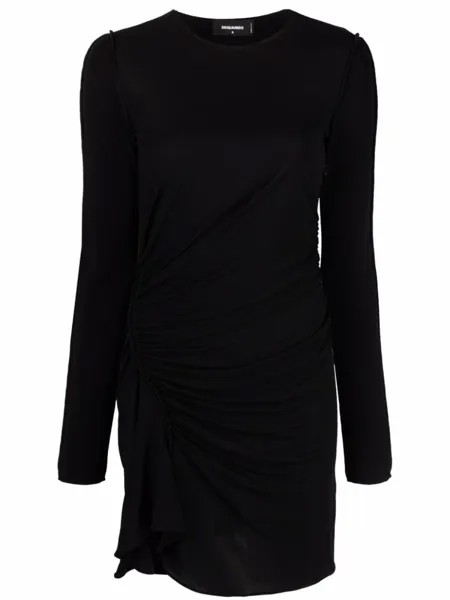 Dsquared2 платье мини с длинными рукавами и сборками, черный