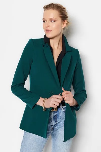 Двубортный пиджак на пуговицах Trendyol, зеленый
