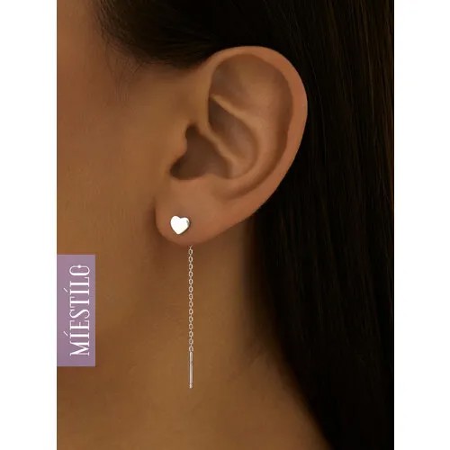 Серьги цепочки MIESTILO, серебро, 925 проба, родирование, длина 5.3 см, , серебристый, белый, серый