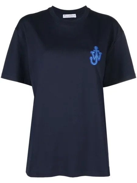 JW Anderson футболка с нашивкой-логотипом Anchor, синий