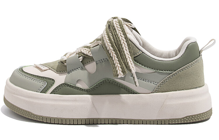 Кроссовки HUANQIU Skateboarding Shoes Women's Low-top Green/Beige, зеленый