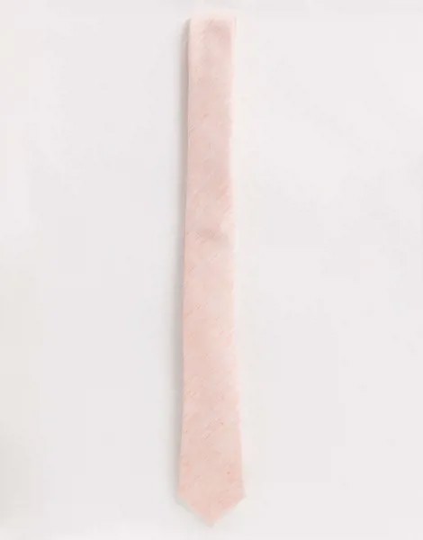 Персиковый узкий фактурный галстук ASOS DESIGN-Розовый