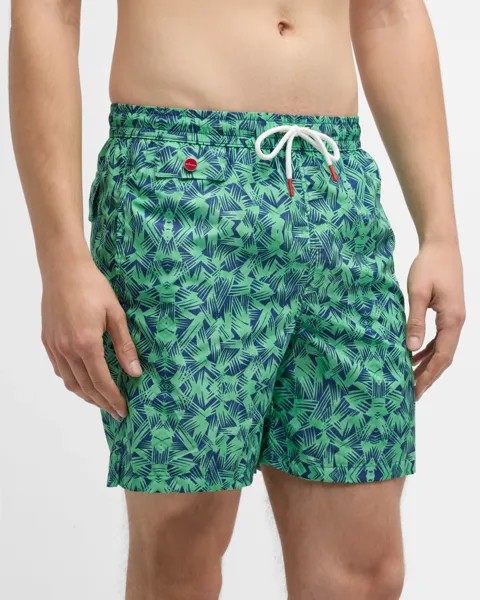Мужские плавки с геометрическим принтом Kiton, цвет Green Multi
