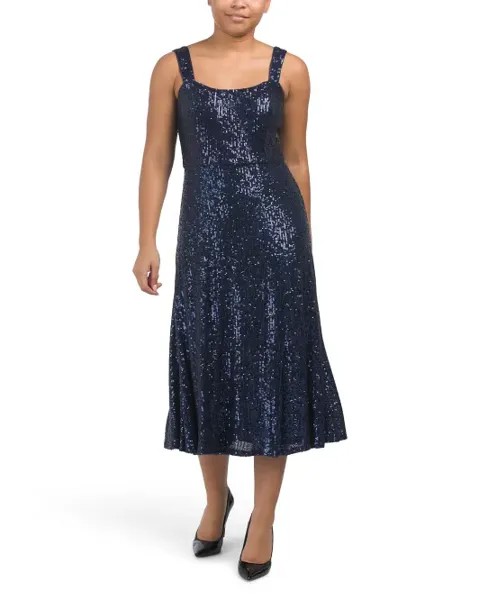 Платье миди с вырезом и пайетками Anne Klein, цвет Mountain
