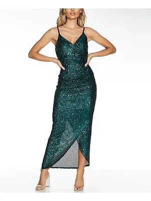 Женское зеленое вечернее платье макси с блестками и V-образным вырезом QUIZ 6
