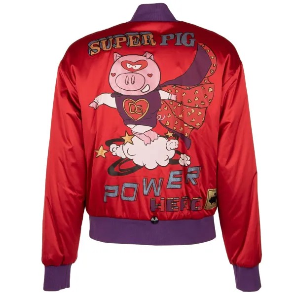 Dolce - Gabbana Бомбер с принтом сердца Super Pig Dg Logo Красный Фиолетовый 09225