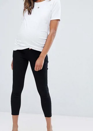 Черные джинсы скинни с завышенной талией и вставкой для живота ASOS DESIGN Maternity Petite-Черный цвет