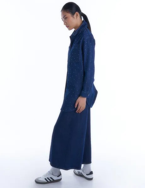 Джинсовая куртка с карманами и отделкой цвета индиго Kayra