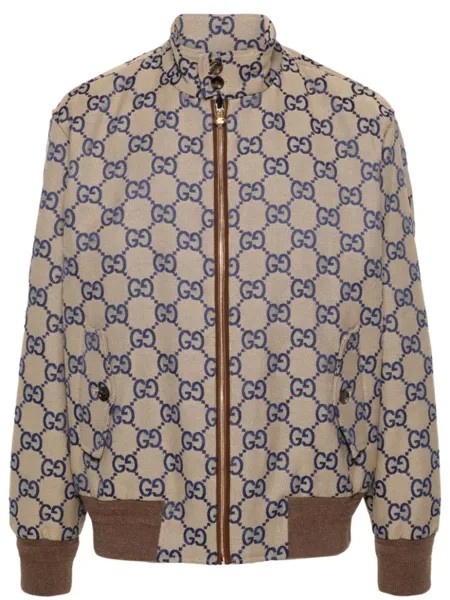 Gucci бомбер с логотипом GG, нейтральный цвет