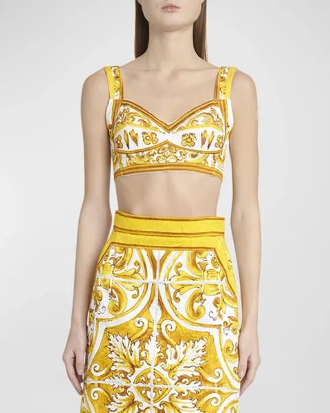 Индивидуальный топ-бюстгальтер из парчи с принтом Dolce&Gabbana, цвет Yellow Prt